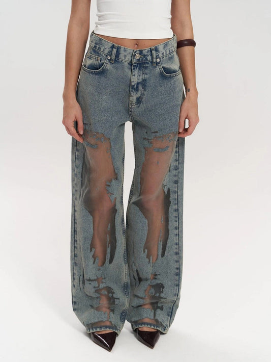 LAYLA | High-Waist Mesh Detail Jeans